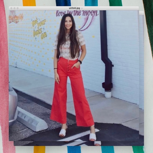 J.CREW RED Wide Leg Cropped Chino Pants - Picture 2 of 3